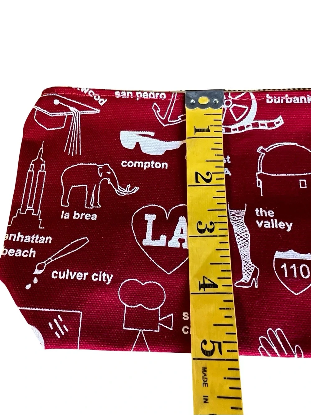 MAPTOTE Los Angeles LA California Red Canvas Zipped Pouch Made in USA Fun Gift